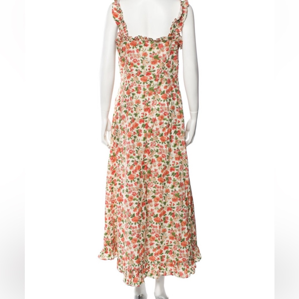 Doen Floral Midi Dress in Red and Green